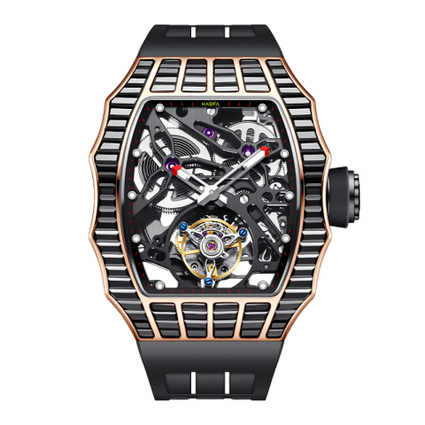 2310 Trapezoidal Crystal Automatic Black Gold - Nero