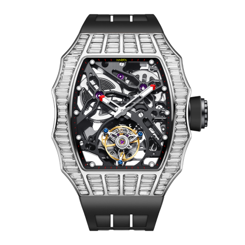 2310 Trapezoidal Crystal Automatic Silver - Nero