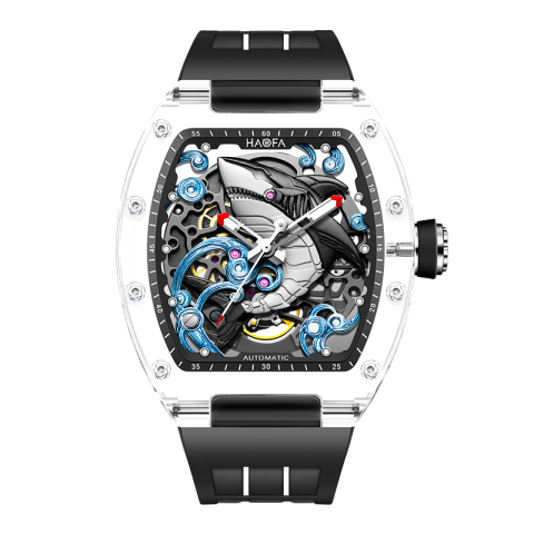 2322 3D Crazy Shark Transparent Black - Nero