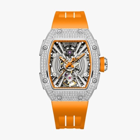 1907L Automatic Watch Crystal Bezel Orange - Arancio